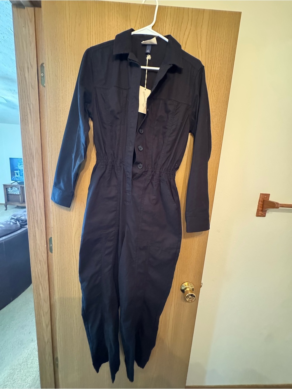 Women’s Black Long-Sleeve Utility Jumpsuit